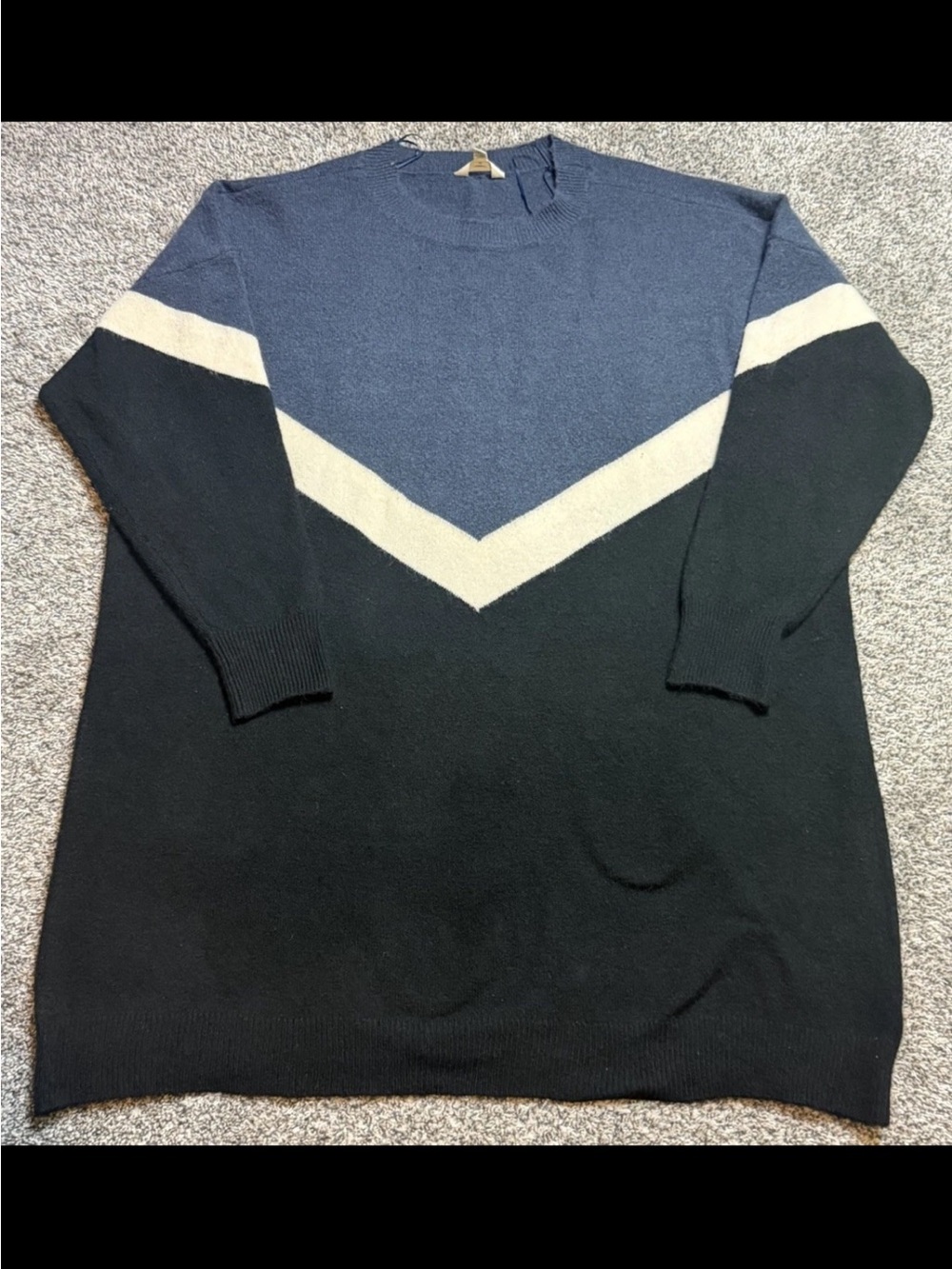 Terra & Sky women’s Chevron Crewneck Sweater - Navy, Black & Cream